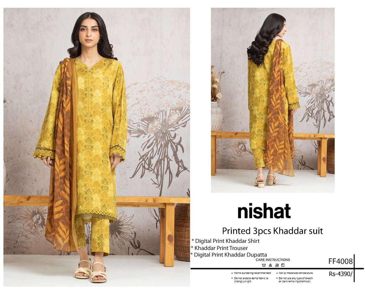 Nishat Printed 3pcs Khaddar Suit